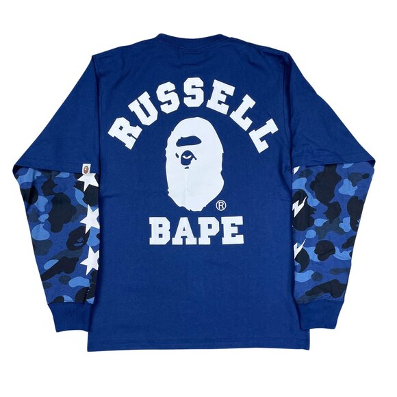 BAPE x Russell Long Sleeve T-shirt BlueA Bathing Ape